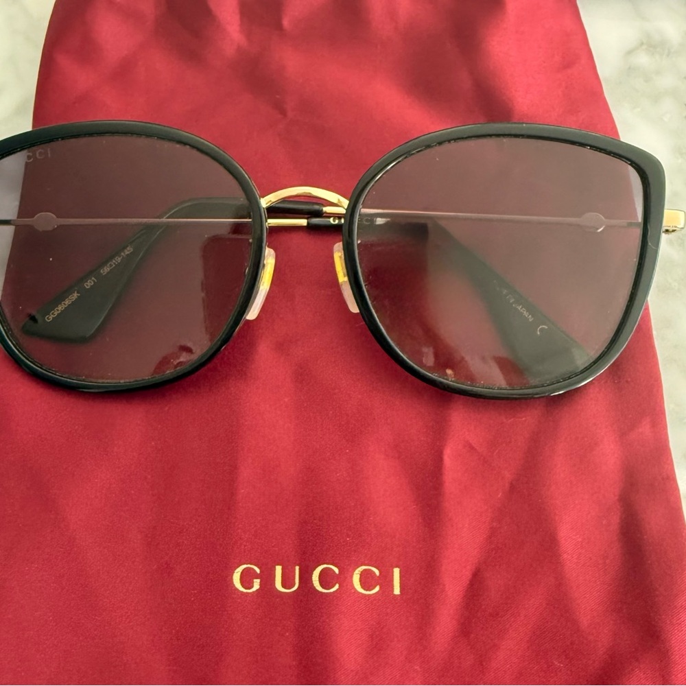 Gucci GG0069SK 001 Sunglasses – Black/Gold | Authentic + Case & Cloth